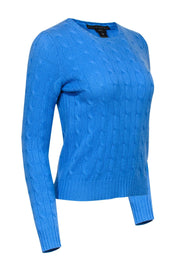 Current Boutique-Ralph Lauren - Cornflower Crewneck Cashmere Cable Knit Sweater Sz M