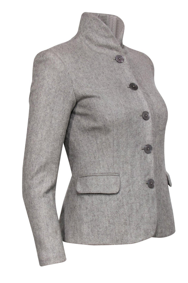 Current Boutique-Ralph Lauren - Light Gray Cashmere & Wool Metallic Jacket Sz 4