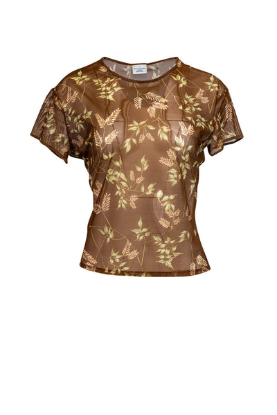 Current Boutique-Ralph Lauren - Semi Sheer Brown Leaf Top Sz L