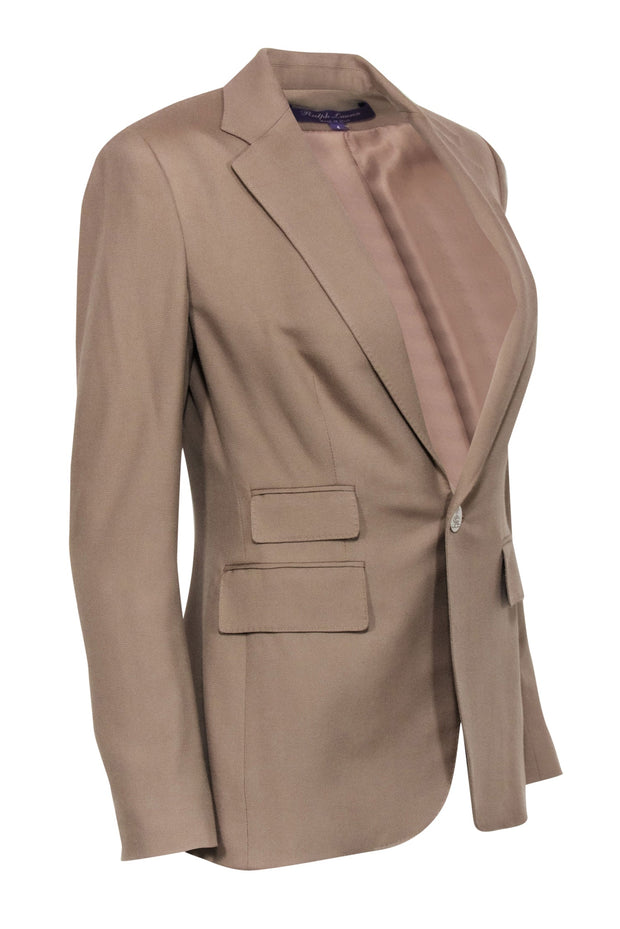 Current Boutique-Ralph Lauren - Tan Cashmere Silver Button Blazer Sz 4