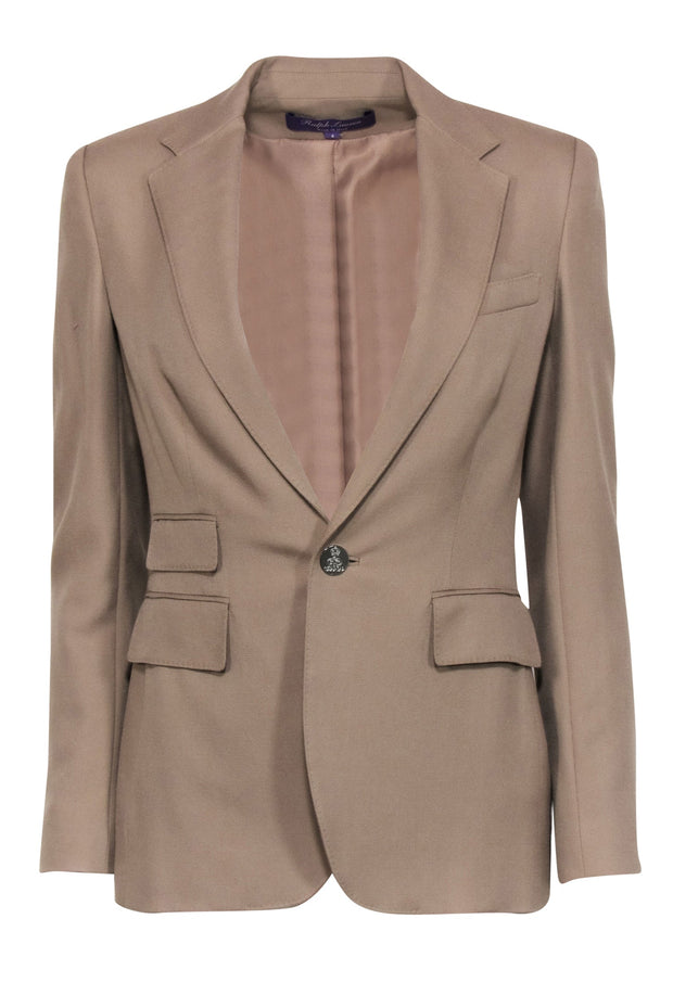 Current Boutique-Ralph Lauren - Tan Cashmere Silver Button Blazer Sz 4