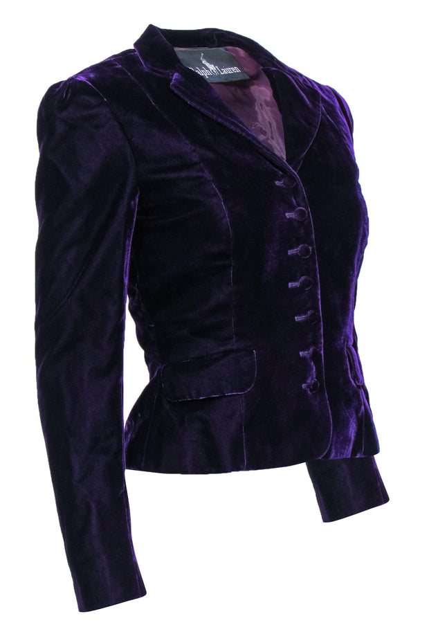 Current Boutique-Ralph Lauren - Vintage Deep Purple Velvet Blazer w/ Covered Buttons Sz 8