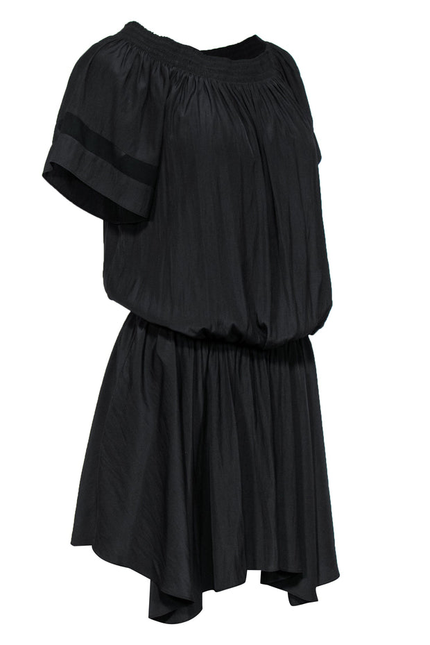 Current Boutique-Ramy Brook - Black Off-the-Shoulder Silky Dress w/ Mesh