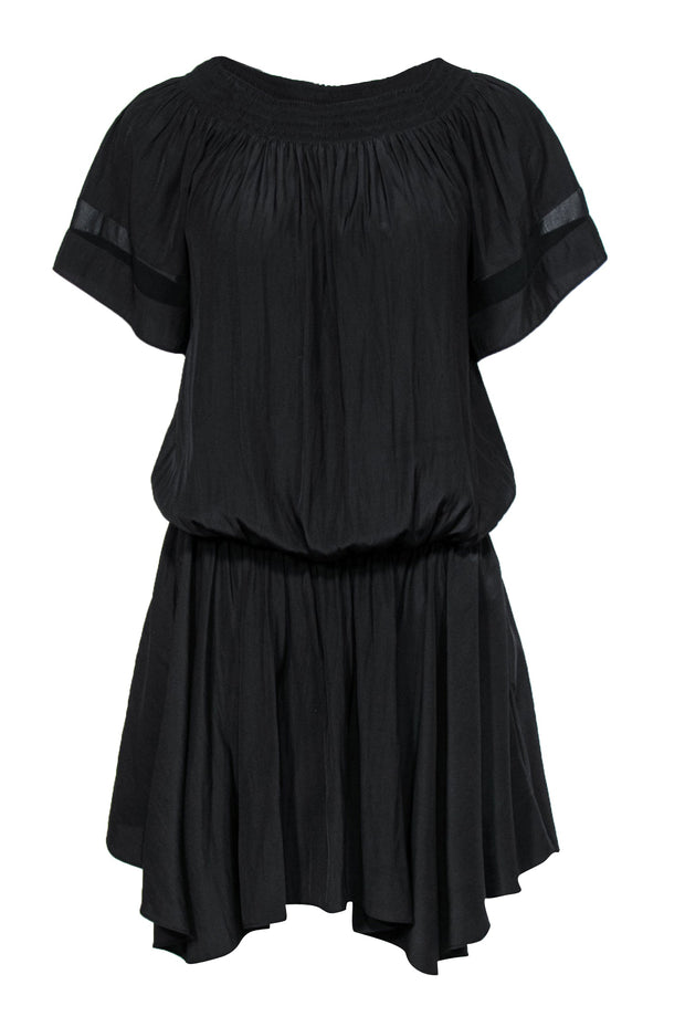 Current Boutique-Ramy Brook - Black Off-the-Shoulder Silky Dress w/ Mesh