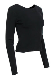 Current Boutique-Ramy Brook - Black Ribbed Long Sleeve Fitted “Lucas” Top w/ Lace-Up Back Sz L