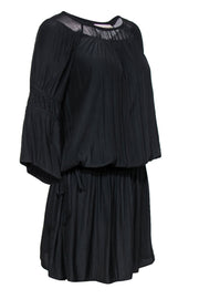 Current Boutique-Ramy Brook - Black Silky Drawstring Waist Tunic Dress w/ Mesh Sz M