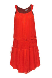 Current Boutique-Ramy Brook - Bright Orange Smocked Mini Dress w/ Gold Threading Sz M