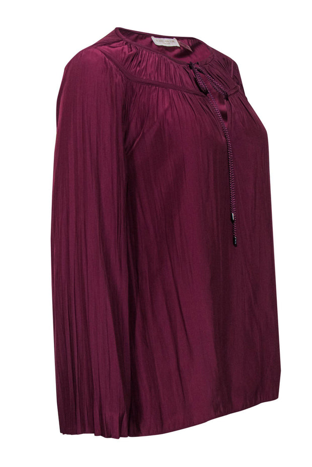 Current Boutique-Ramy Brook - Burgundy Long Sleeve Blouse w/ Tassels Sz S