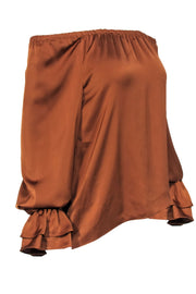 Current Boutique-Ramy Brook - Copper Satin Off The Shoulder Blouse Sz XS