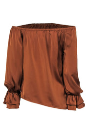 Current Boutique-Ramy Brook - Copper Satin Off The Shoulder Blouse Sz XS