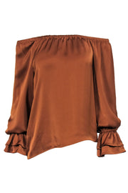 Current Boutique-Ramy Brook - Copper Satin Off The Shoulder Blouse Sz XS