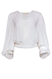 Current Boutique-Ramy Brook - White Plunge Long Puff Sleeve Blouse Sz XS