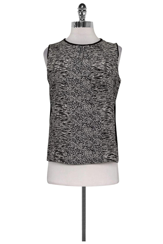 Current Boutique-Raoul - Black & Ivory Waverly Mixed-Media Tank Sz 4