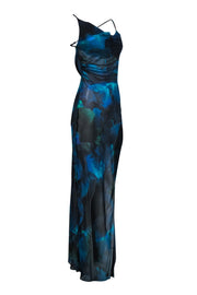 Current Boutique-Rat & Boa - Blue, Black & Green Sheer Maxi Dress w/ High Side Slits Sz XS