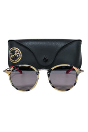 Current Boutique-Ray-Ban - Beige Tortoise Shell & Red Round Sunglasses