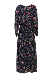 Current Boutique-Rdalamal from Anthropologie - Dark Purple Floral Print Long Sleeve Maxi Dress Sz 8