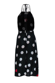 Current Boutique-Realisation Par - Black, White & Red Polka Dot Halter Silk Midi Dress Sz XS