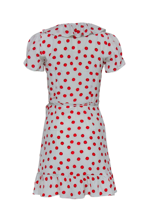 Current Boutique-Realisation Par - White & Red Polka Dot Ruffle Wrap Dress Sz XS