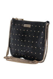 Current Boutique-Rebecca Minkoff - Black Reptile Leather Studded Crossbody w/ Double Chain Strap