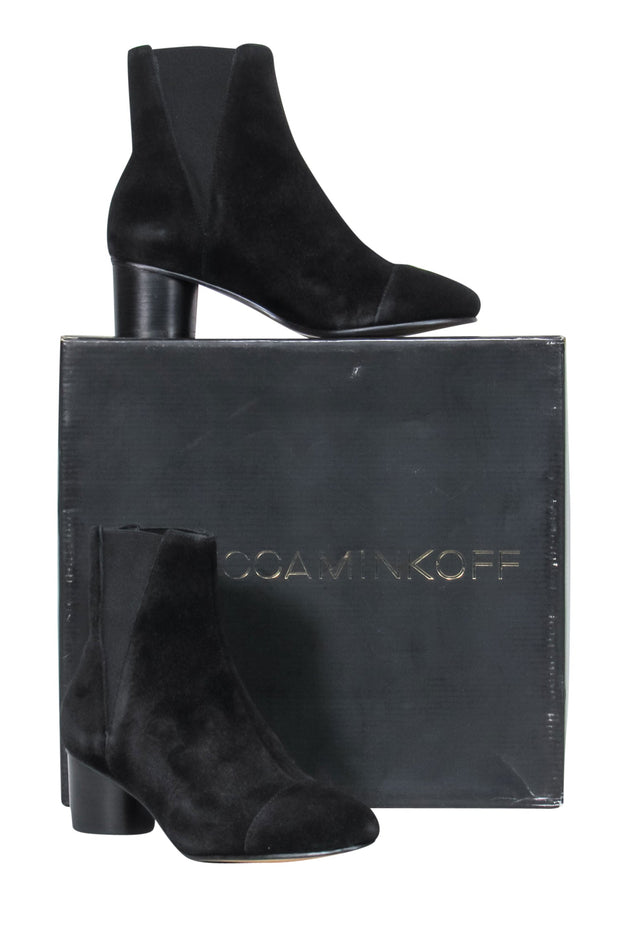 Current Boutique-Rebecca Minkoff - Black Suede Block Heel "Izette" Ankle Booties Sz 6