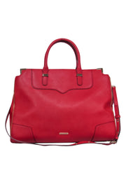 Current Boutique-Rebecca Minkoff - Bright Red Leather Double Handle Convertible Tote w/ Zipper Trim