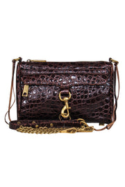 Current Boutique-Rebecca Minkoff - Brown Leather Crocodile Embossed Gold Chain "Mac" Crossbody