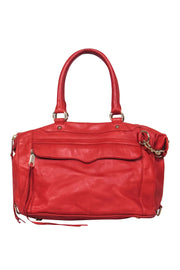 Current Boutique-Rebecca Minkoff - Coral Red Slouchy Satchel w/ Fringe Zipper