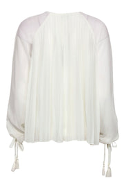 Current Boutique-Rebecca Minkoff - Cream Accordion Pleated Silky Peasant Top Sz M