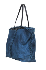 Current Boutique-Rebecca Minkoff - Dark Wash Denim Frayed Tote w/ Leather Trim