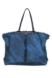 Current Boutique-Rebecca Minkoff - Dark Wash Denim Frayed Tote w/ Leather Trim