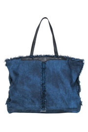 Current Boutique-Rebecca Minkoff - Dark Wash Denim Frayed Tote w/ Leather Trim