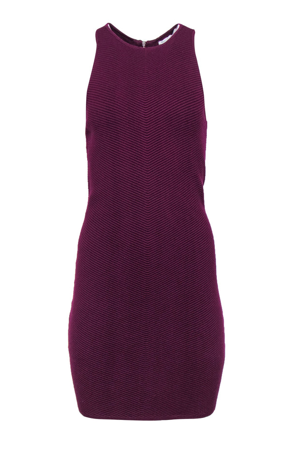 Current Boutique-Rebecca Minkoff - Deep Purple Ribbed Knit Bodycon Dress Sz M