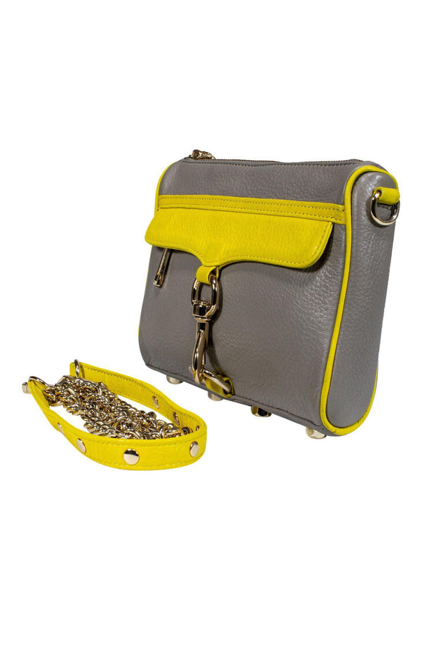 Current Boutique-Rebecca Minkoff - Gray & Yellow Leather Crossbody w/ Chain Strap