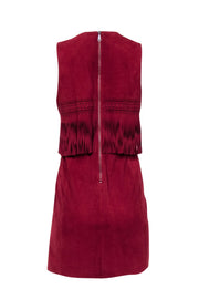 Current Boutique-Rebecca Minkoff - Maroon Suede Goat Leather Sheath Dress w/ Fringe Sz 8