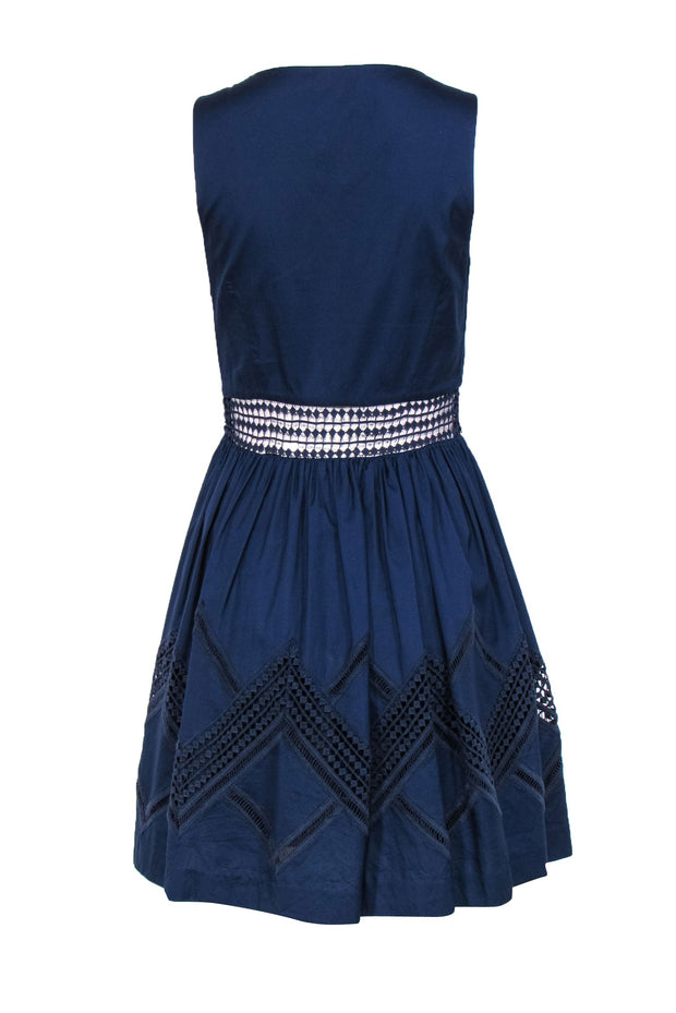 Current Boutique-Rebecca Minkoff - Navy Cotton A-Line Dress w/ Eyelet Trim Sz 4