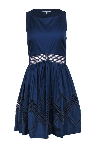 Current Boutique-Rebecca Minkoff - Navy Cotton A-Line Dress w/ Eyelet Trim Sz 4