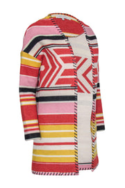 Current Boutique-Rebecca Minkoff - Pink, Red & Yellow Striped Wool Blend Coat Sz XS/S