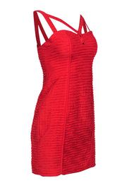 Current Boutique-Rebecca Minkoff - Red Silk Tiered Textured Sheath Dress Sz 4