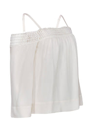 Current Boutique-Rebecca Minkoff - White Cold Shoulder Strappy Blouse w/ Eyelet Embroidery Sz XS