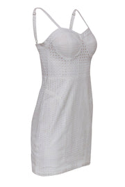 Current Boutique-Rebecca Minkoff - White Cotton Square Eyelet Lace Bustier Dress Sz 2