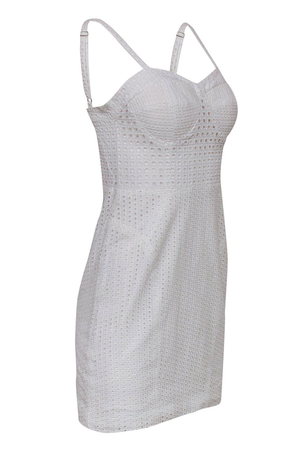 Current Boutique-Rebecca Minkoff - White Cotton Square Eyelet Lace Bustier Dress Sz 2