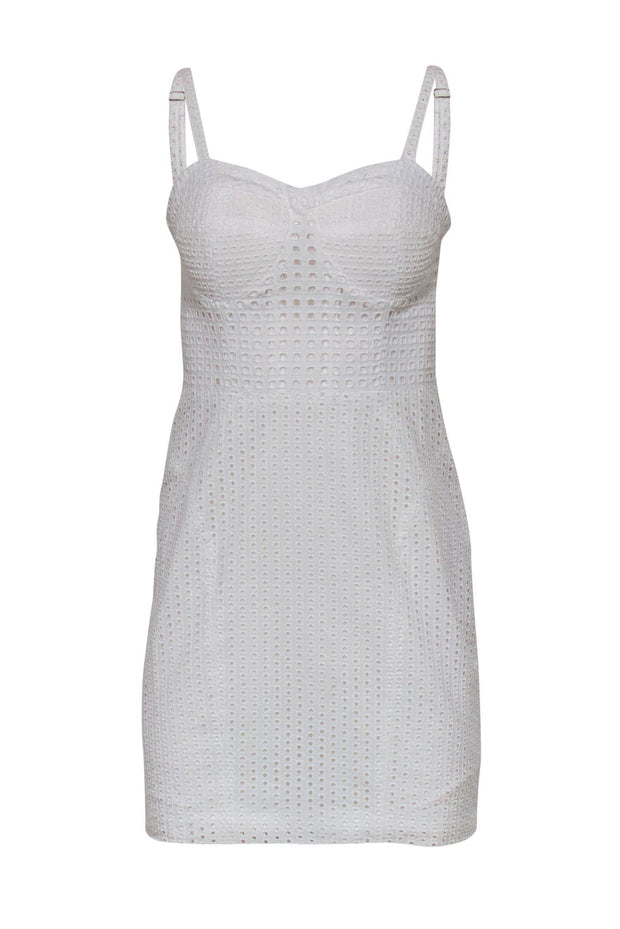 Current Boutique-Rebecca Minkoff - White Cotton Square Eyelet Lace Bustier Dress Sz 2