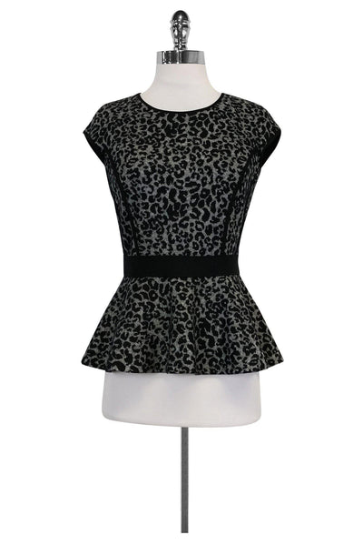 Current Boutique-Rebecca Taylor - Black Cheetah Peplum Top Sz 2