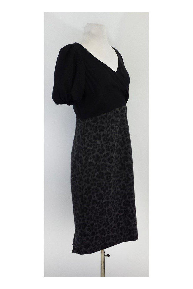 Current Boutique-Rebecca Taylor - Black & Grey Cheetah Print Sheath Dress Sz 8