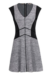 Current Boutique-Rebecca Taylor - Black & Grey Paneled Geometric Colorblocked Fit & Flare Dress Sz 6