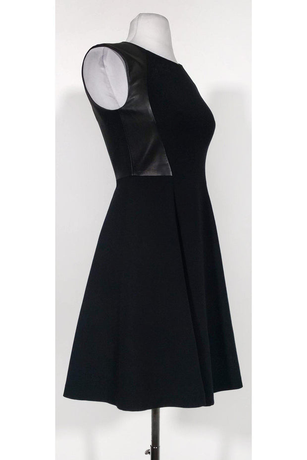 Current Boutique-Rebecca Taylor - Black Leather Trim Flared Dress Sz 0