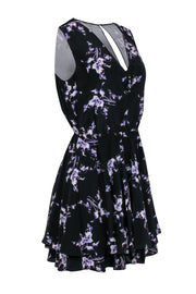 Current Boutique-Rebecca Taylor - Black & Purple Silk A-Line Sleeveless Sundress Sz 4