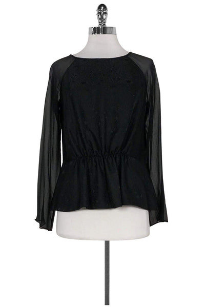 Current Boutique-Rebecca Taylor - Black Sheer Sleeved Top Sz 2