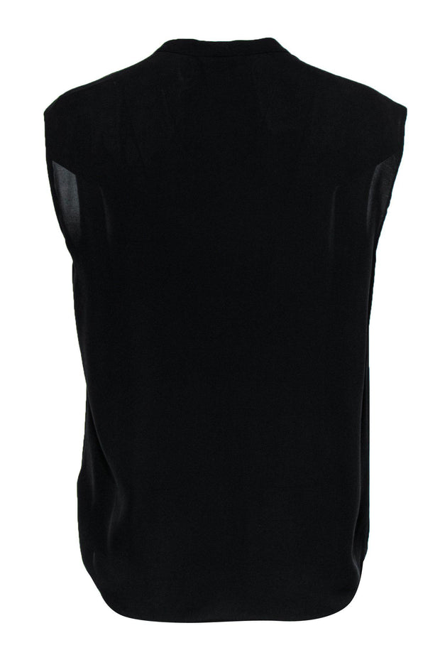 Current Boutique-Rebecca Taylor - Black Silk Draped Sleeveless Blouse Sz 6