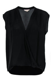 Current Boutique-Rebecca Taylor - Black Silk Draped Sleeveless Blouse Sz 6